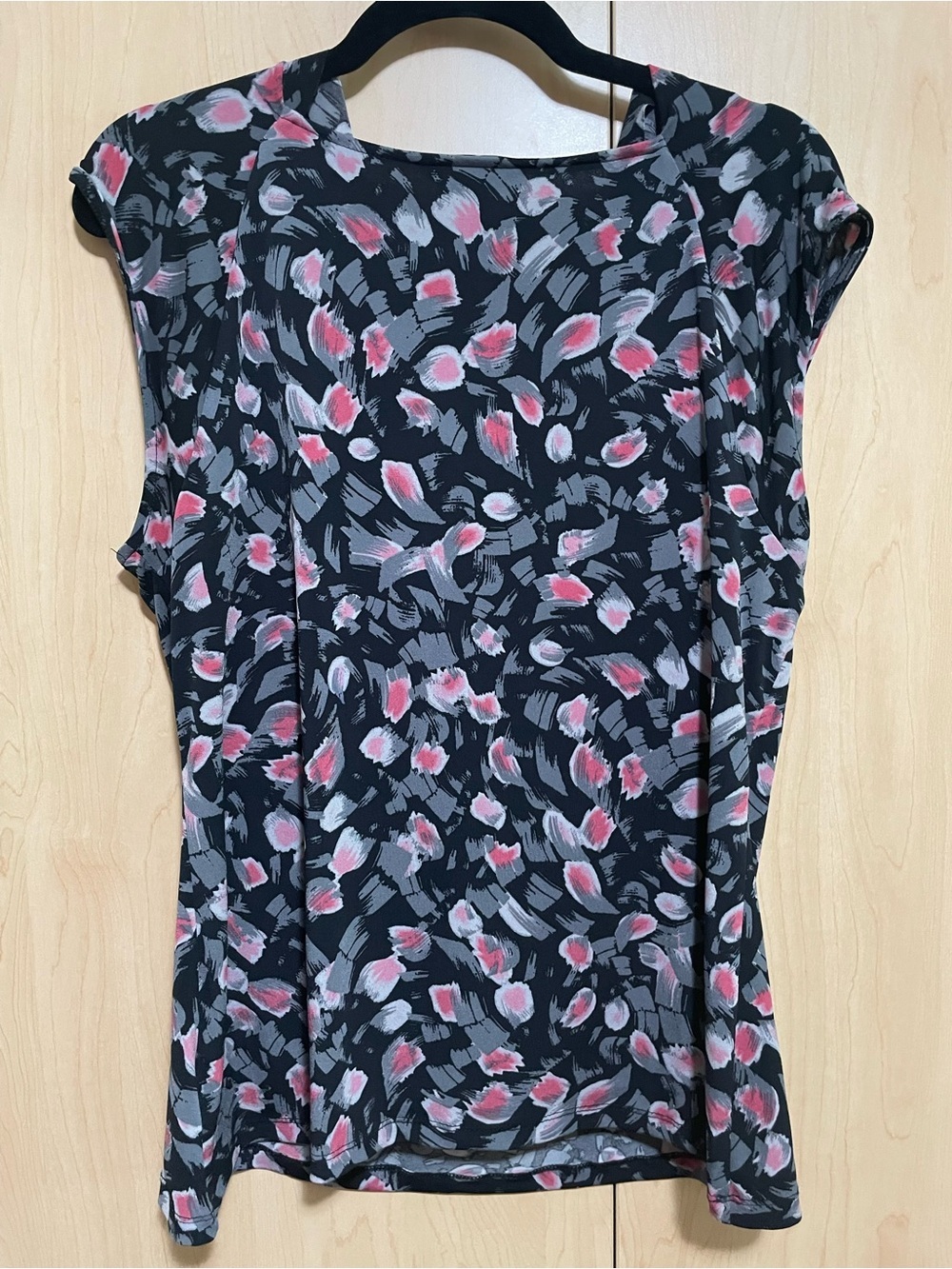 George Black Cowl Neck Camisole with Pink & Gray Floral Brushstrokes - Picture 4 of 4